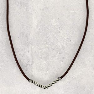 AMERICAN WEST 925 Sterling Silver Brown Greek Leather Cord Necklace - Adjustable